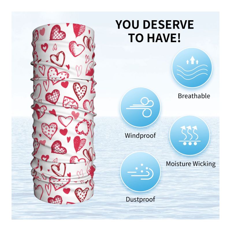 Pink Red Love Hearts Bandana N - Neck Warmer Tube avaliação e preço