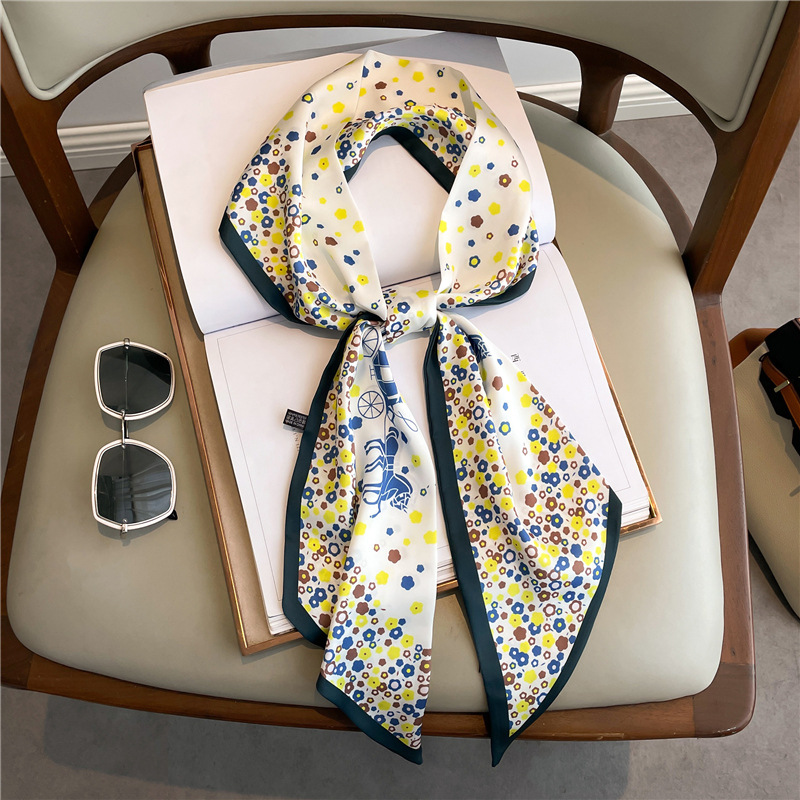 Fashion Print Long Silk Scarf  - Ascot Neck Scarf avaliação e preço
