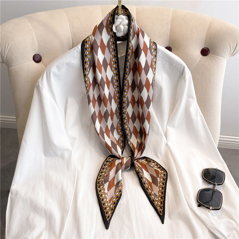 Fashion Print Long Silk Scarf  - Ascot Neck Scarf avaliação e preço