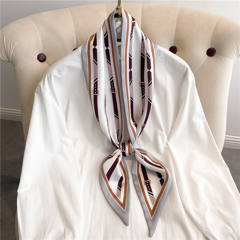 Fashion Print Long Silk Scarf  - Ascot Neck Scarf avaliação e preço