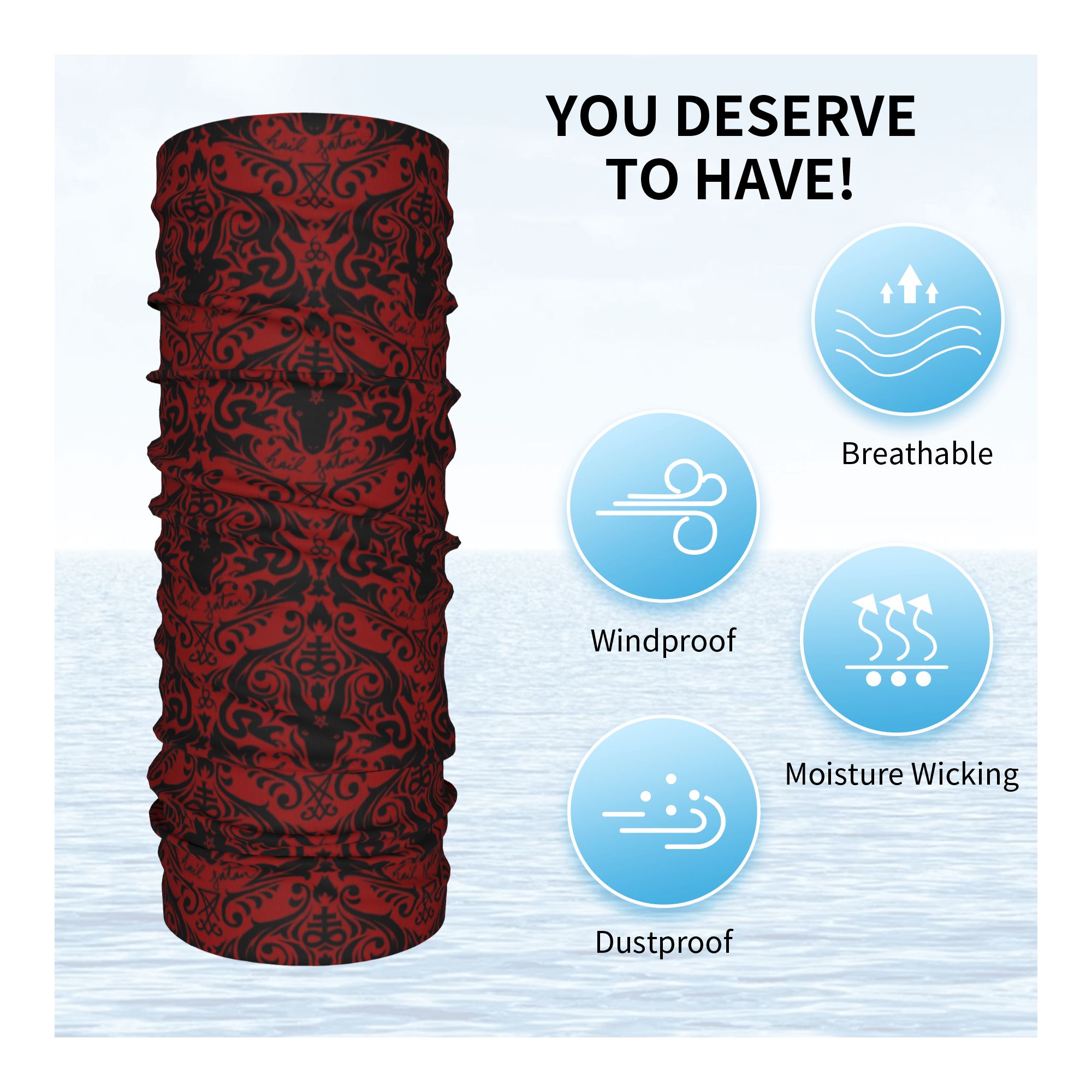 Baphomet Damask Hail Satan Bla - Neck Warmer Tube avaliação e preço