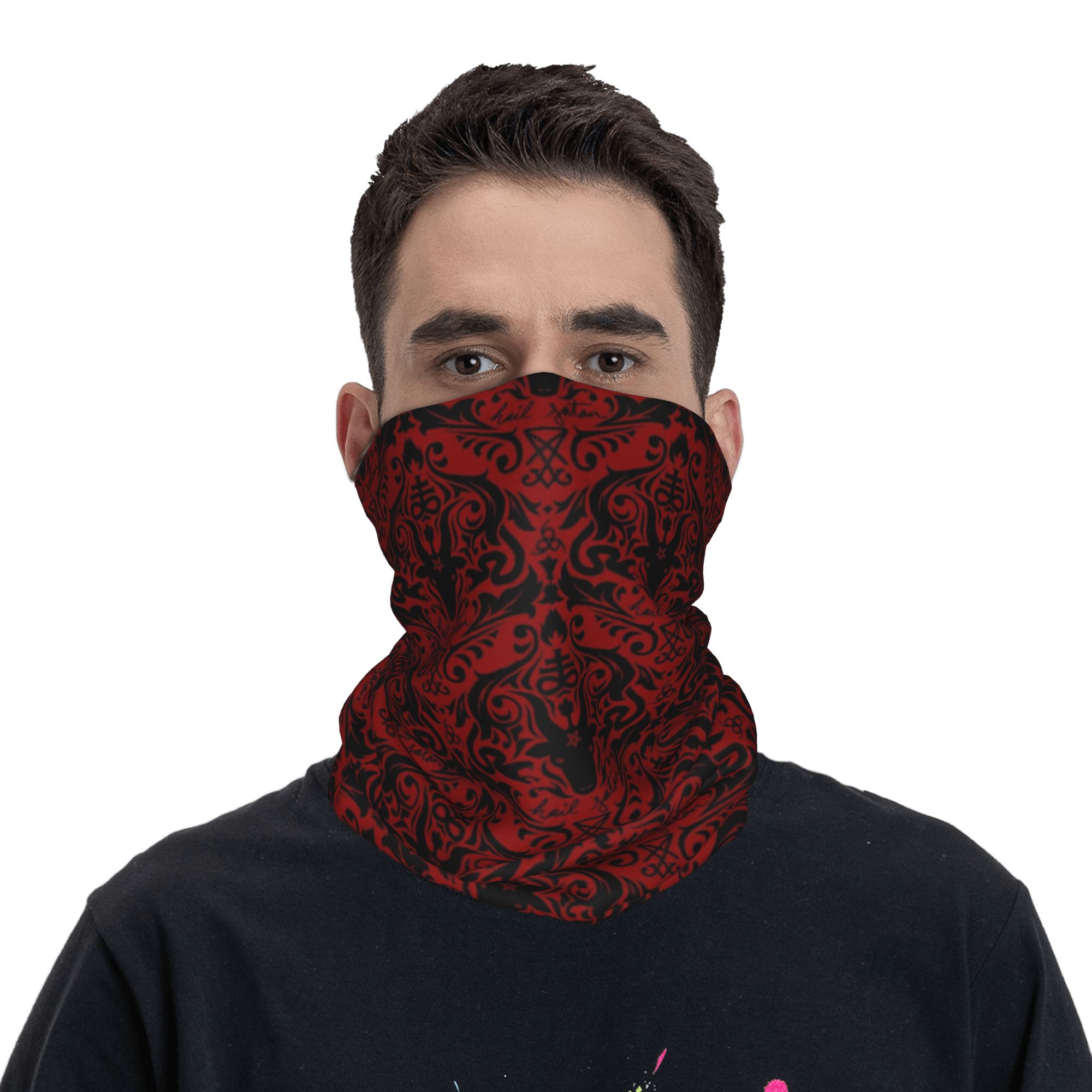 Baphomet Damask Hail Satan Bla - Neck Warmer Tube avaliação e preço