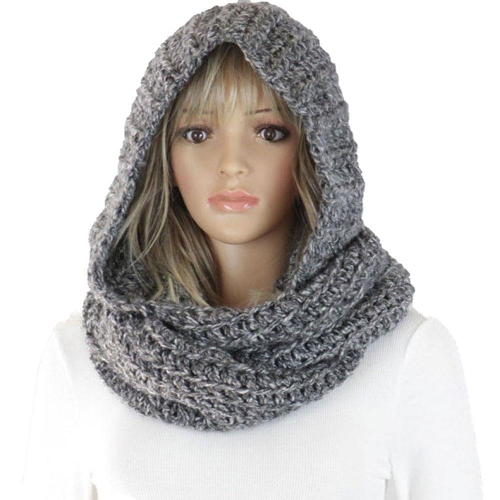 Knitted Hooded Scarf Winter Wo - Infinity Scarf Knit avaliação e preço