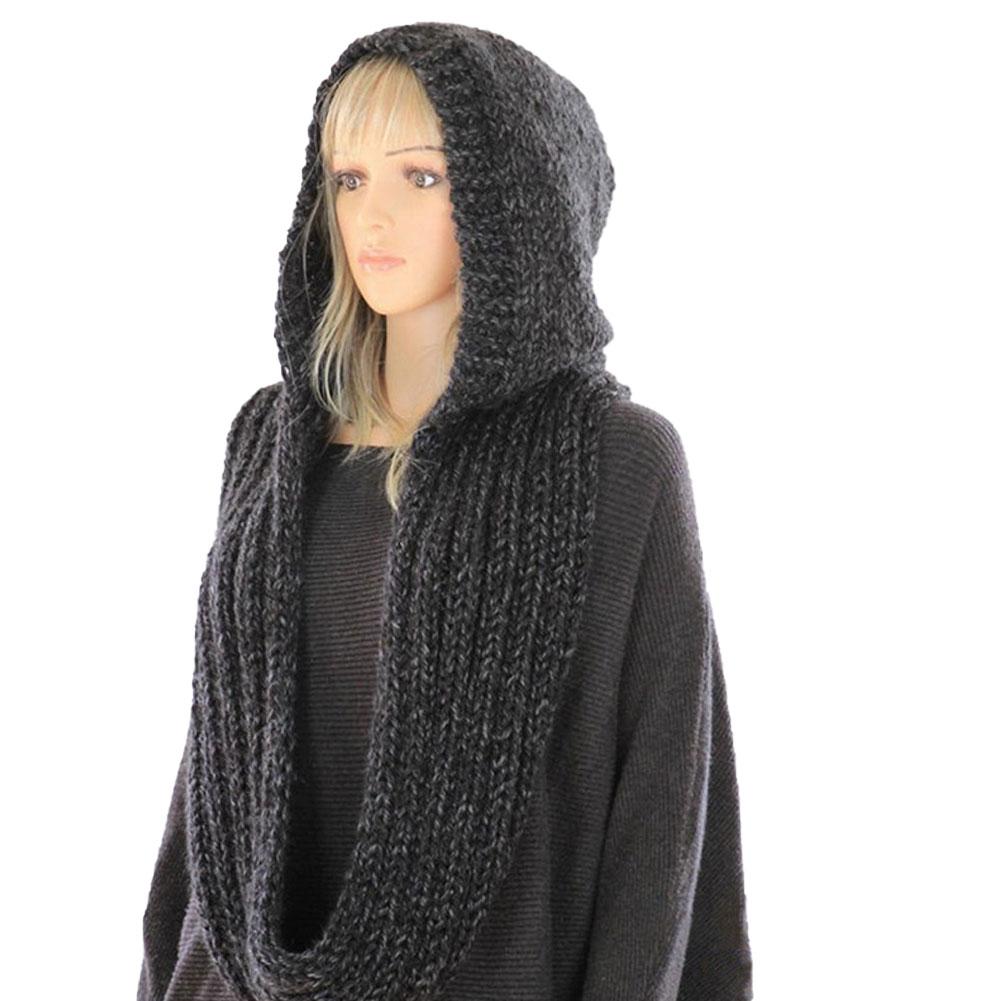 Knitted Hooded Scarf Winter Wo - Infinity Scarf Knit avaliação e preço