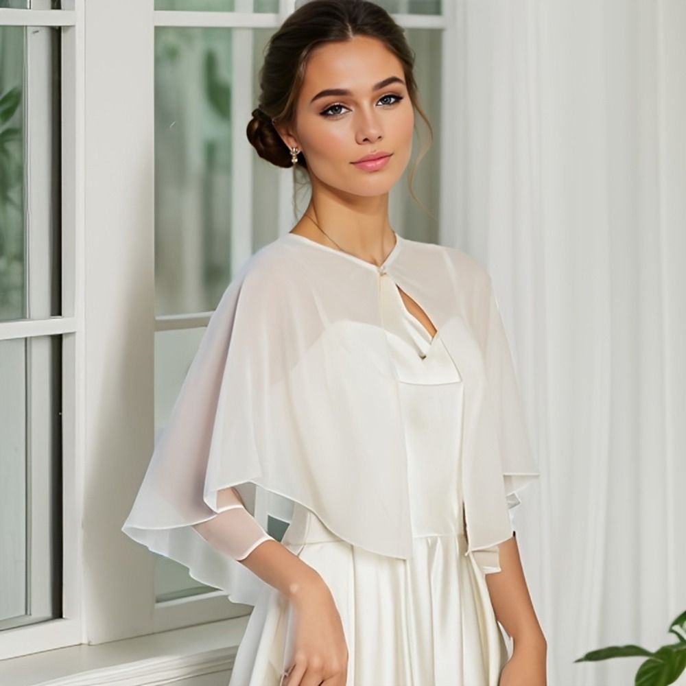 Vintage Sheer Chiffon Capelet  - Stole Wedding Shawl avaliação e preço