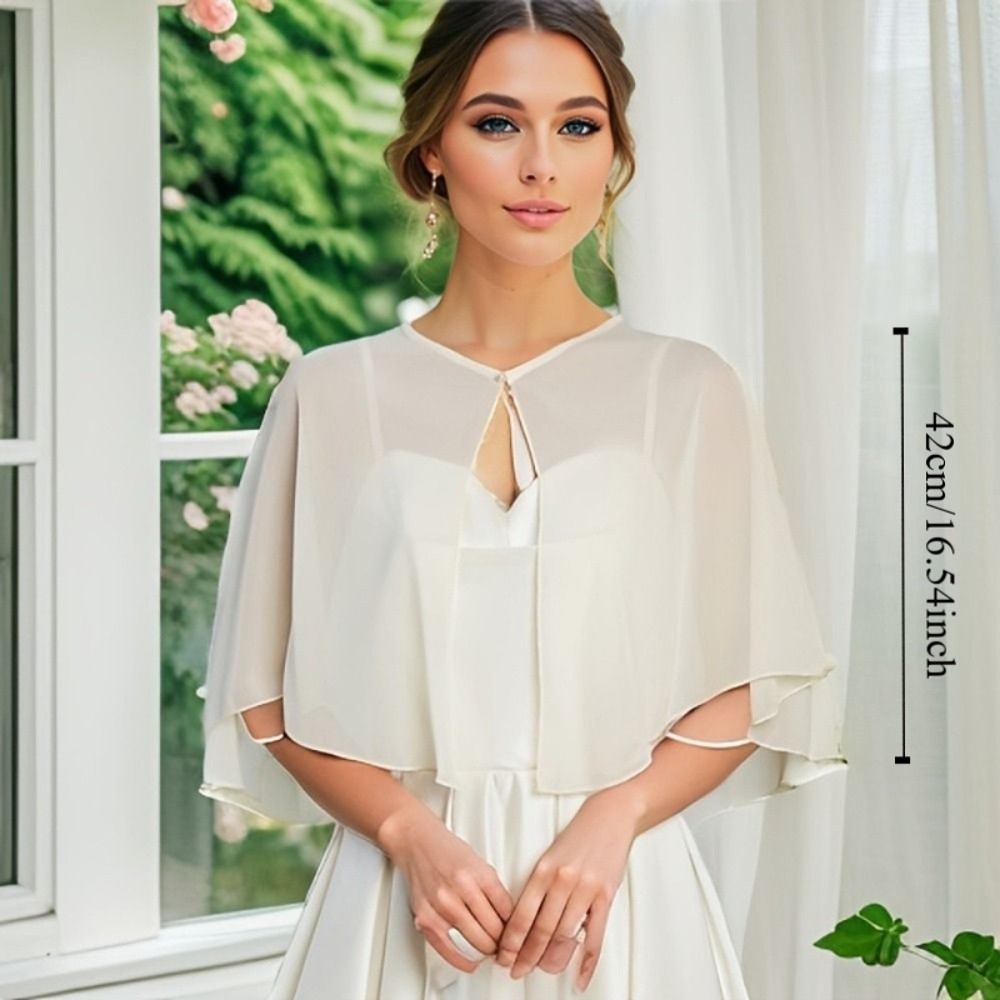 Vintage Sheer Chiffon Capelet  - Stole Wedding Shawl avaliação e preço
