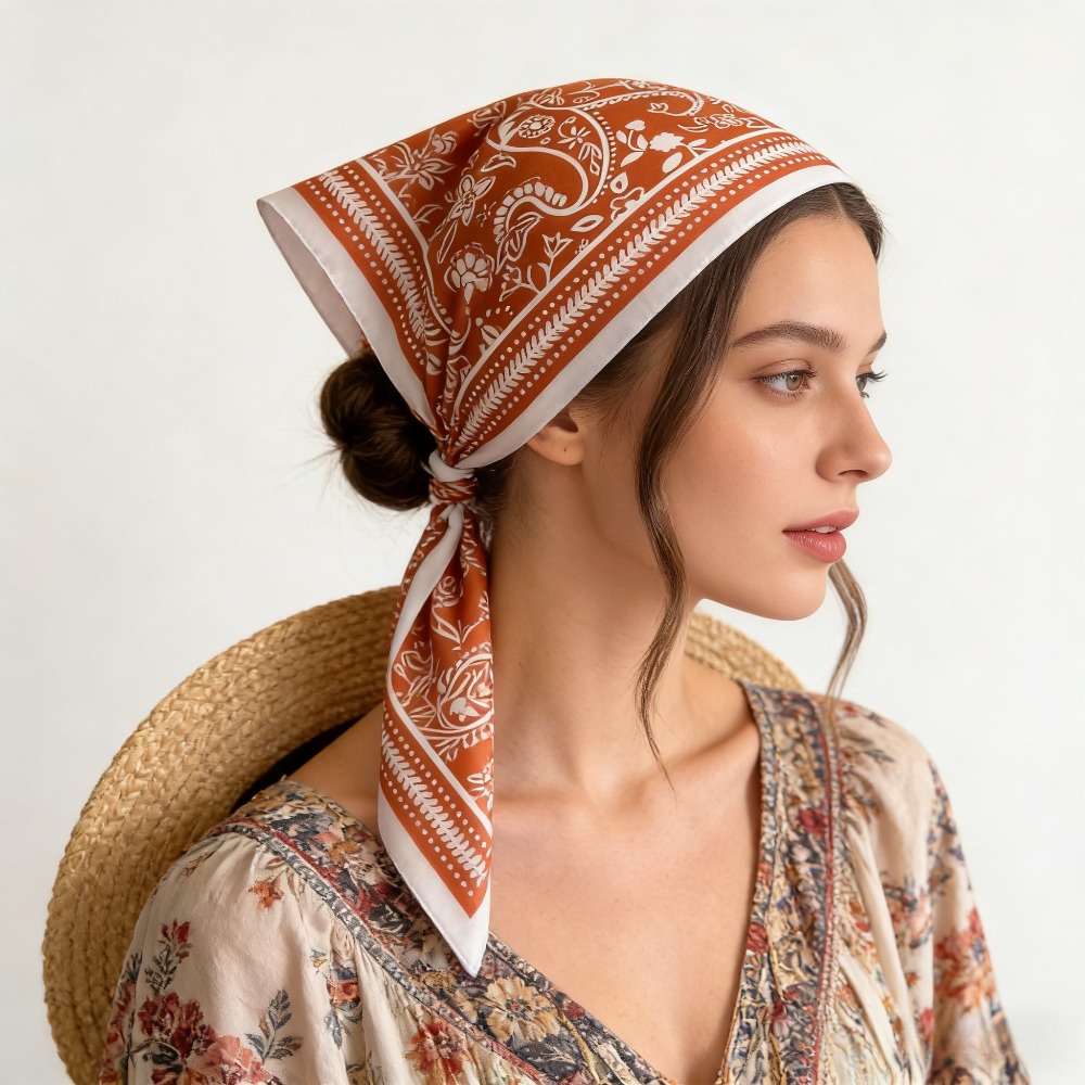 1Pc cashew print fashion silk  - Silk Neck Scarf avaliação e preço