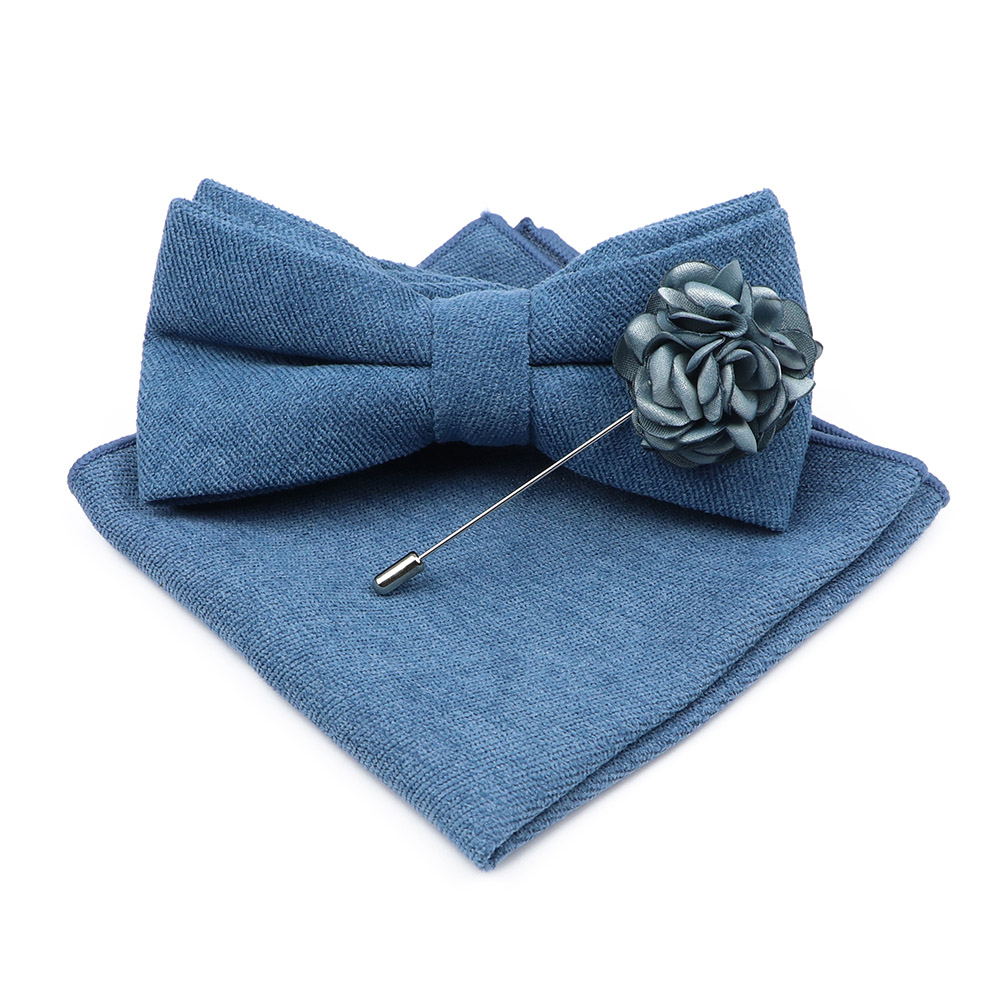 Mens Solid Color Cotton Bowtie - Handkerchief Cotton Men avaliação e preço