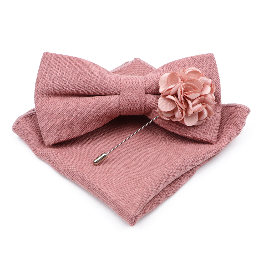 Mens Solid Color Cotton Bowtie - Handkerchief Cotton Men avaliação e preço