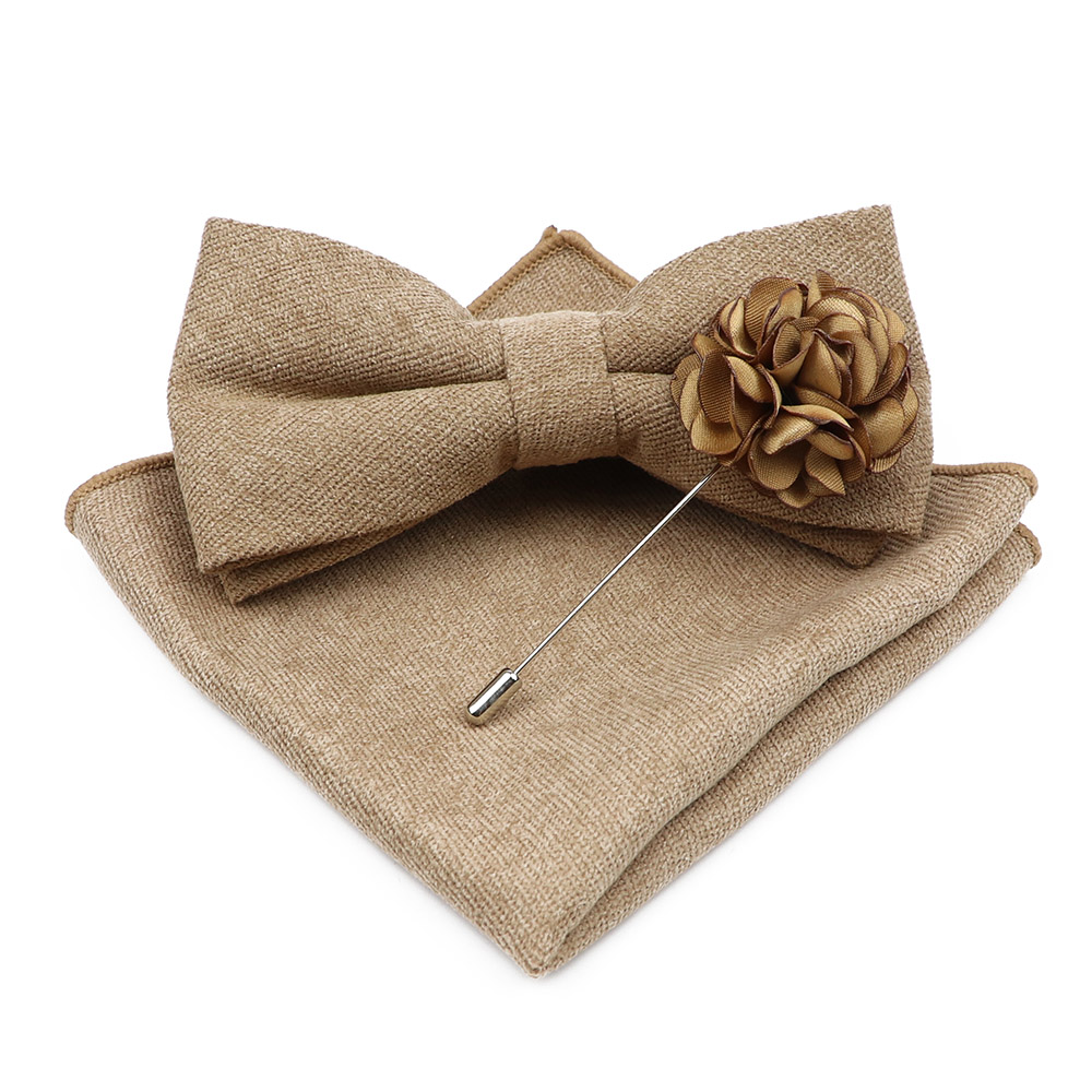 Mens Solid Color Cotton Bowtie - Handkerchief Cotton Men avaliação e preço