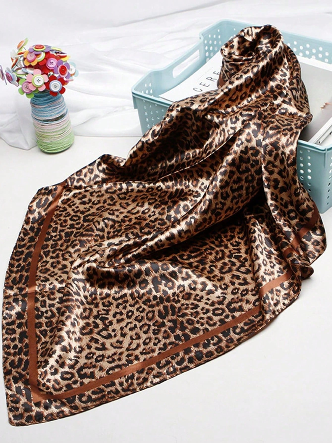 90cm Leopard Print Neckerchief - Head Wrap Turban avaliação e preço