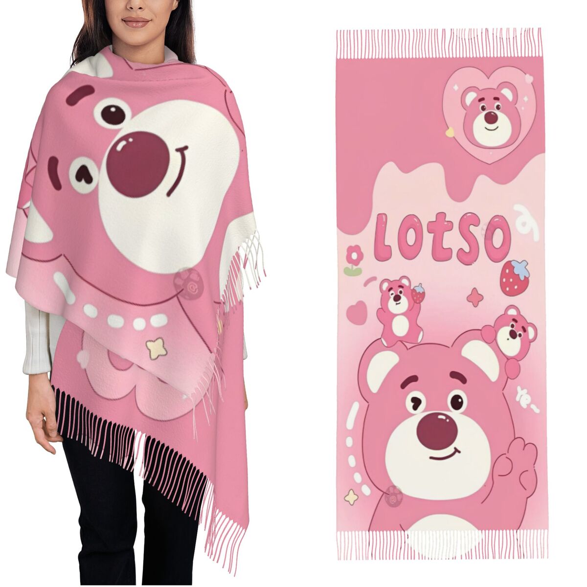 Lotso Pink Bear Women's Scarf  - Pashmina Wrap Large avaliação e preço