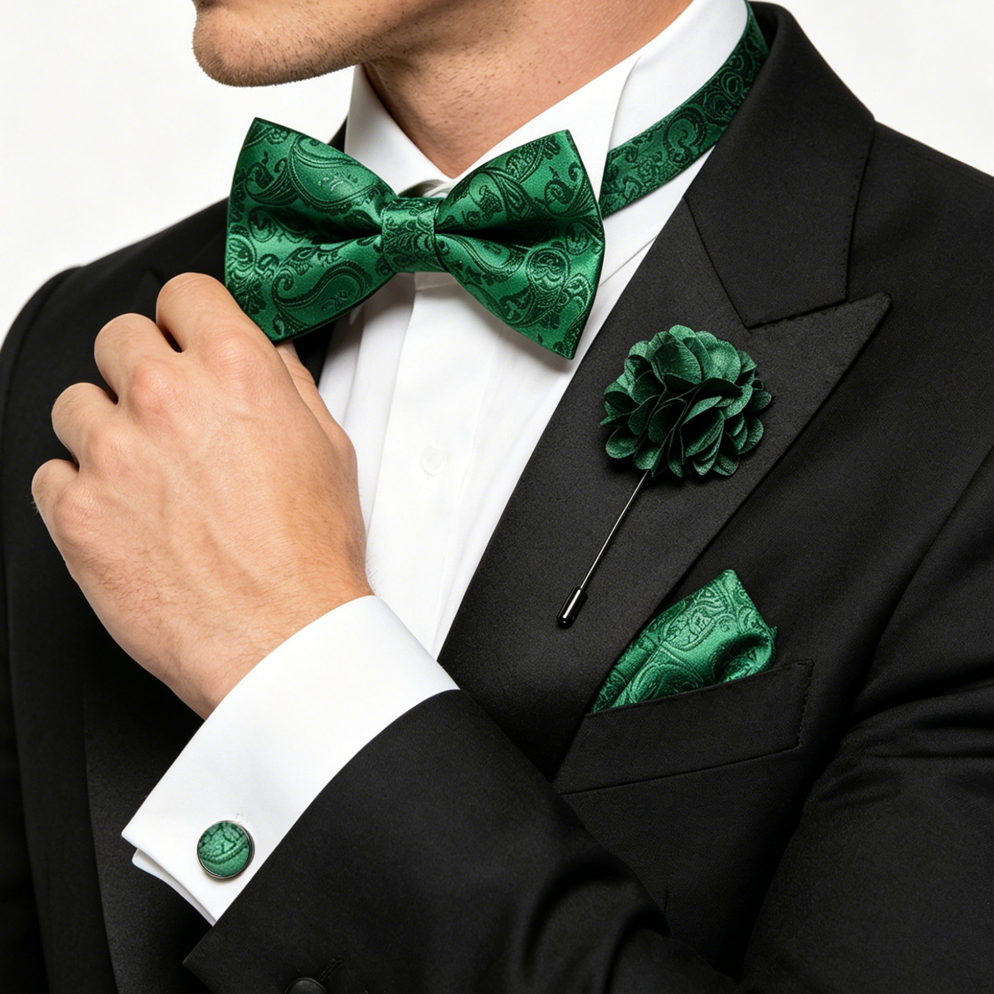 36pcs Black Silk Jacquard Pais - Bow Tie Pre Tied avaliação e preço