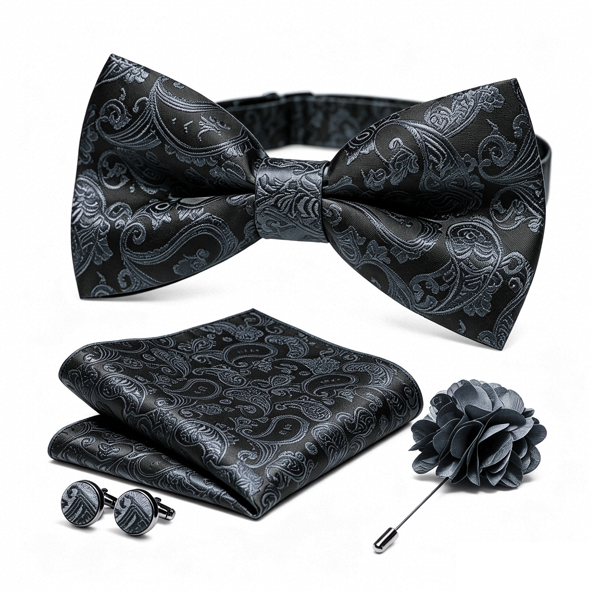 36pcs Black Silk Jacquard Pais - Bow Tie Pre Tied avaliação e preço