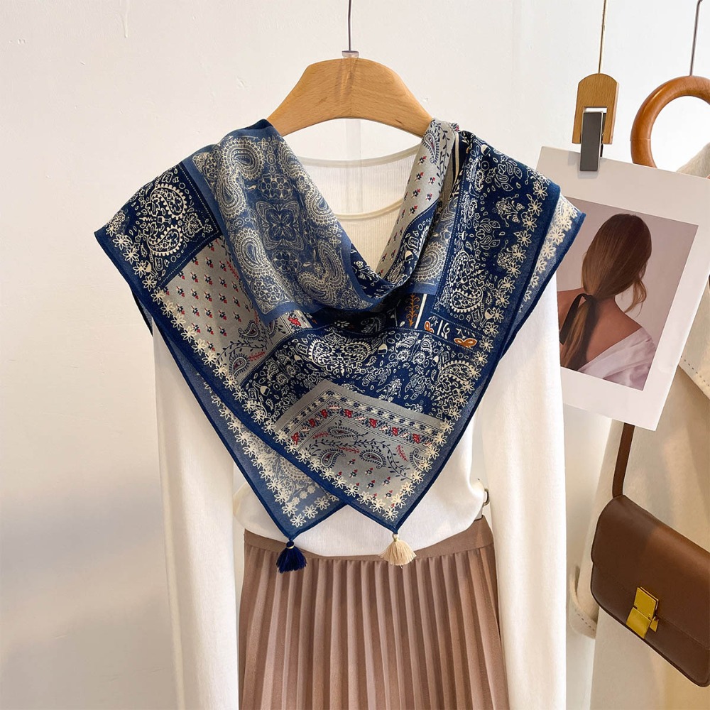 Tassel Scarf Women Square Cott - Bandana Cotton avaliação e preço