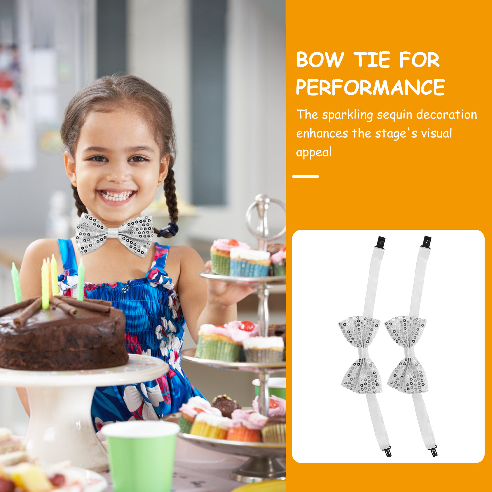 5Pcs Sequin Bow Ties for Kids  - Bow Tie Pre Tied avaliação e preço