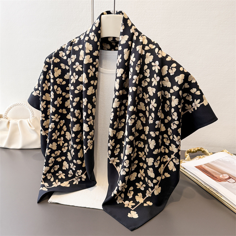 1pcs 90*90cm Floral Printed Co - Bandana Cotton avaliação e preço
