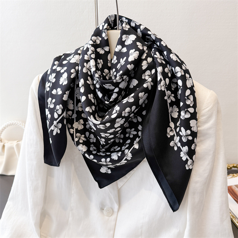 1pcs 90*90cm Floral Printed Co - Bandana Cotton avaliação e preço