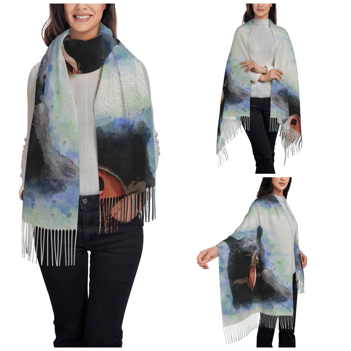 Cage Bear Watercolor Scarf for - Pashmina Wrap Large avaliação e preço