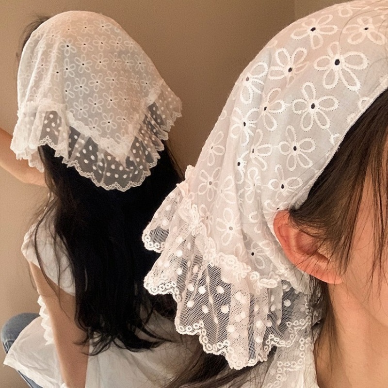 Retro  Lace Triangle Headscarf - Bandana Cotton avaliação e preço