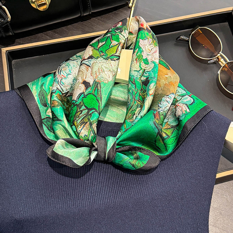 100% Silk Scarf Bandana Women  - Face Scarf Mask avaliação e preço