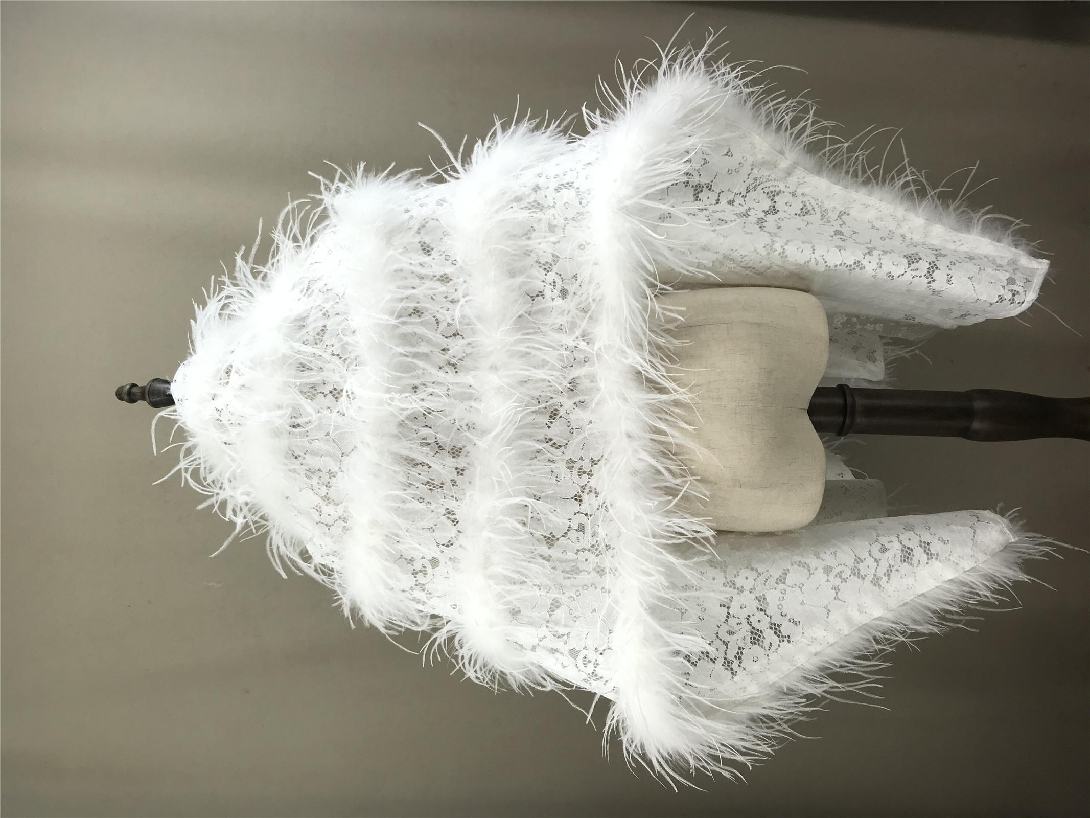 Real Ostrich Feather Lace Shaw - Stole Wedding Shawl avaliação e preço