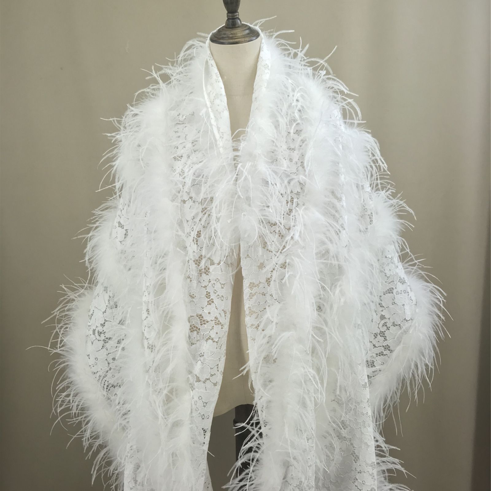 Real Ostrich Feather Lace Shaw - Stole Wedding Shawl avaliação e preço
