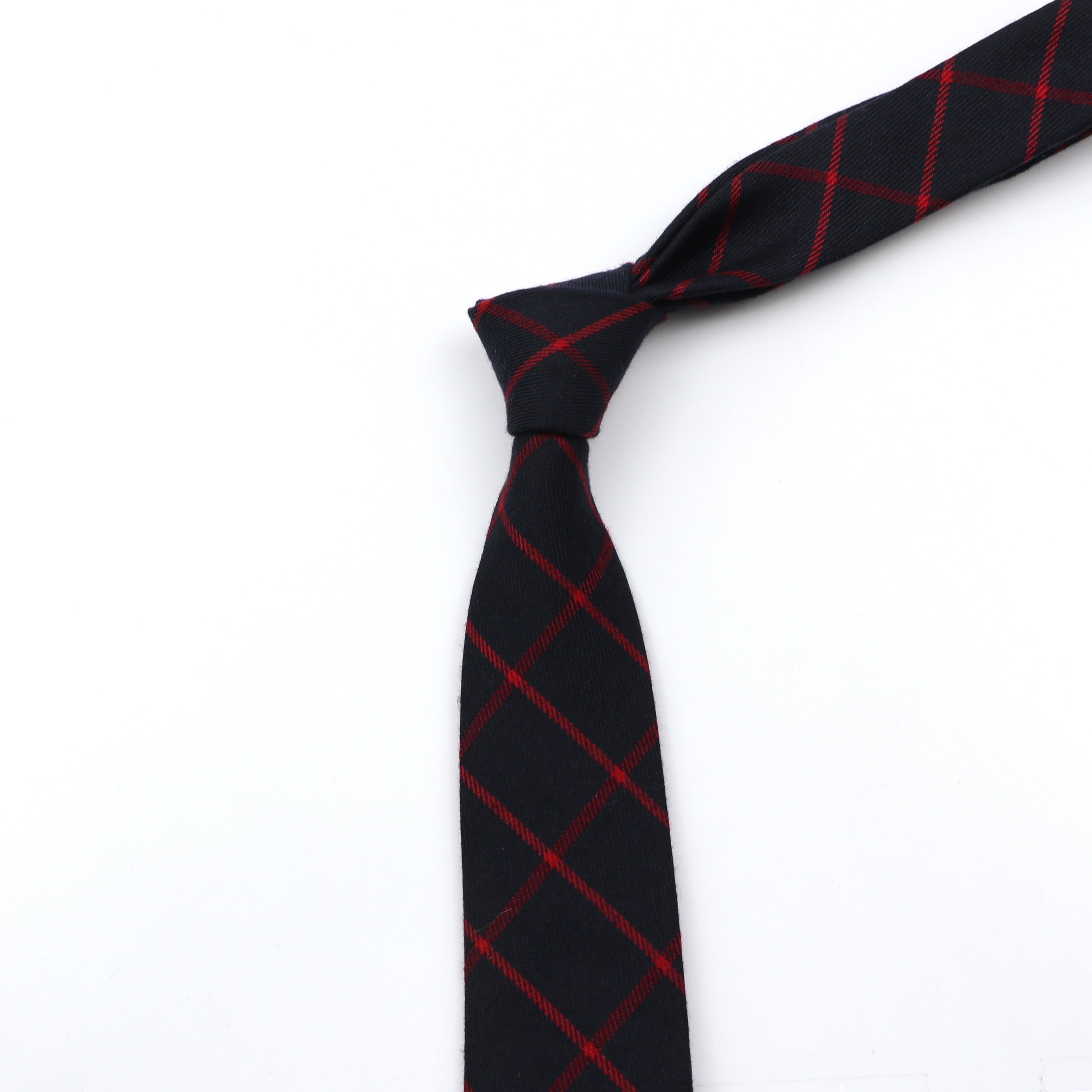 Classic Black Grey Plaid Cotto - Skinny Tie Men avaliação e preço