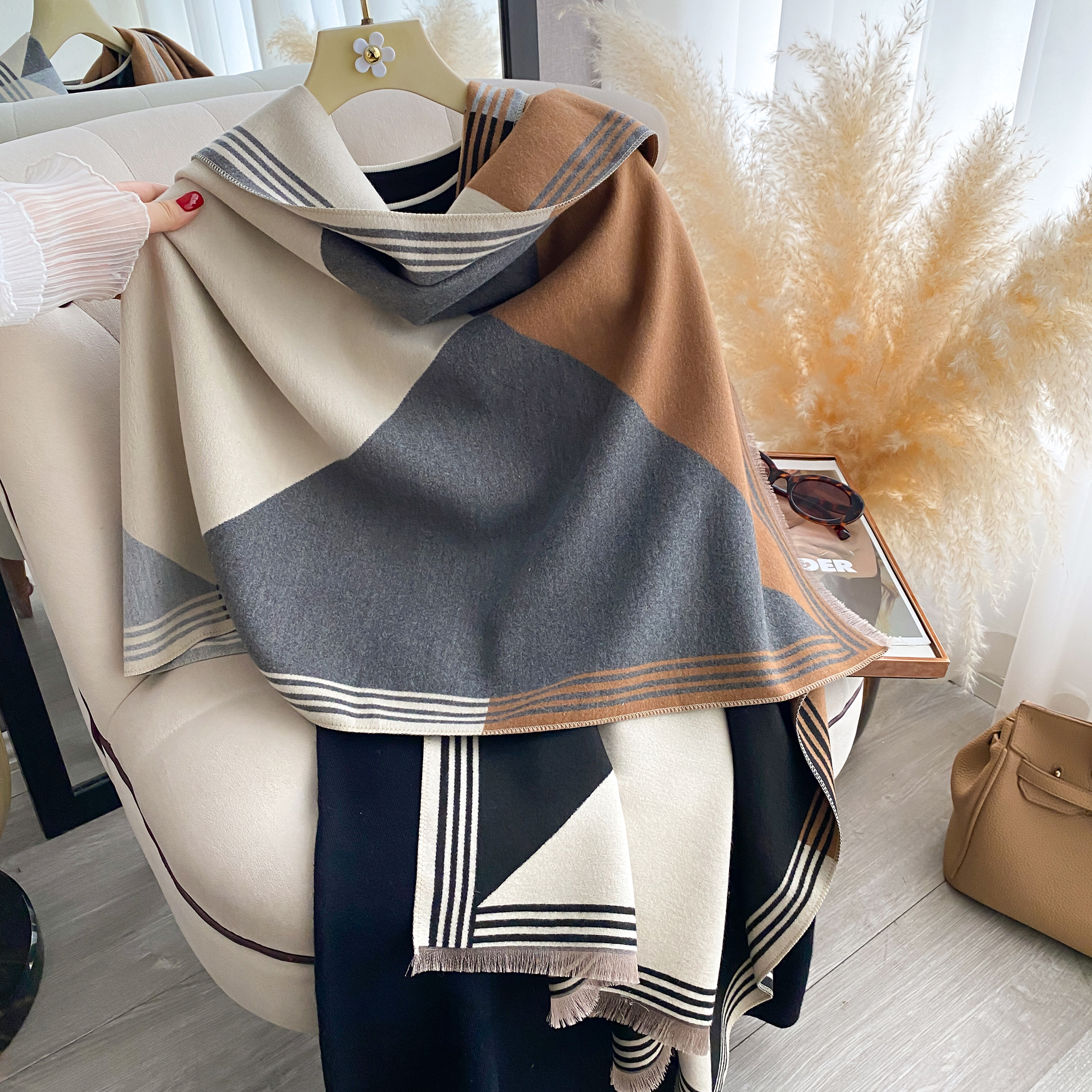 2025 Luxury Winter Cashmere Sc - Woven Scarf Blanket avaliação e preço