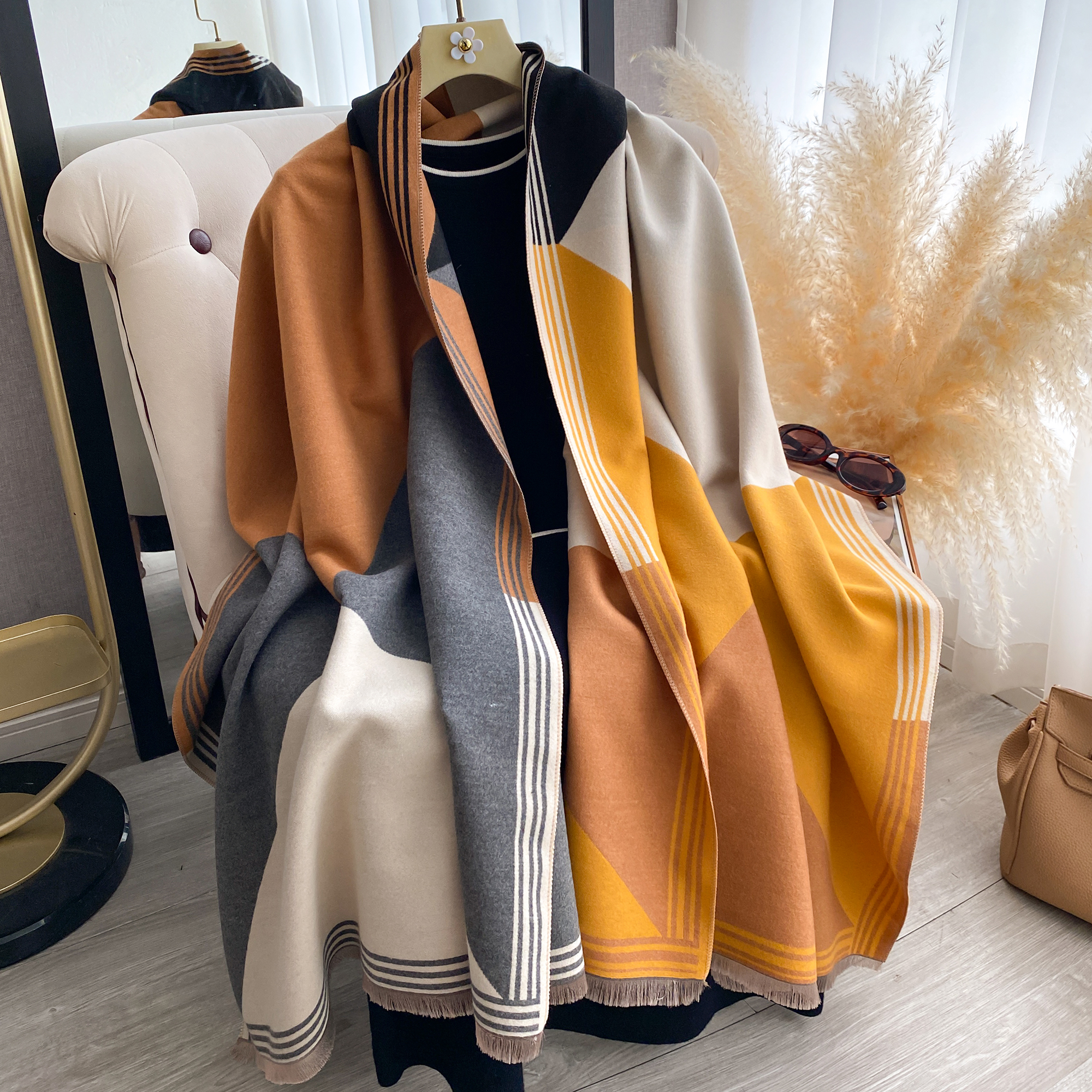 2025 Luxury Winter Cashmere Sc - Woven Scarf Blanket avaliação e preço