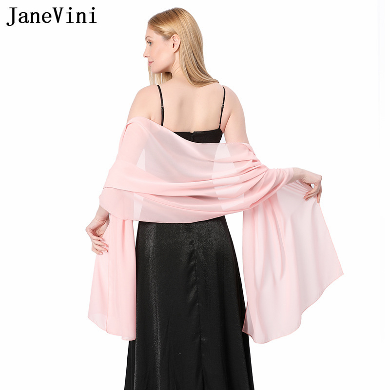 JaneVini Elegant Pink Chiffon  - Stole Wedding Shawl avaliação e preço