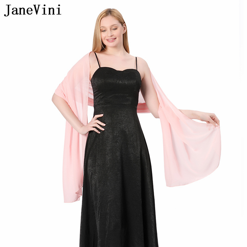 JaneVini Elegant Pink Chiffon  - Stole Wedding Shawl avaliação e preço