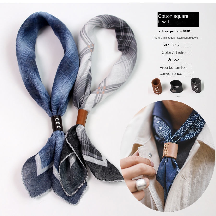 Men's Square Scarf with Button - Ascot Neck Scarf avaliação e preço
