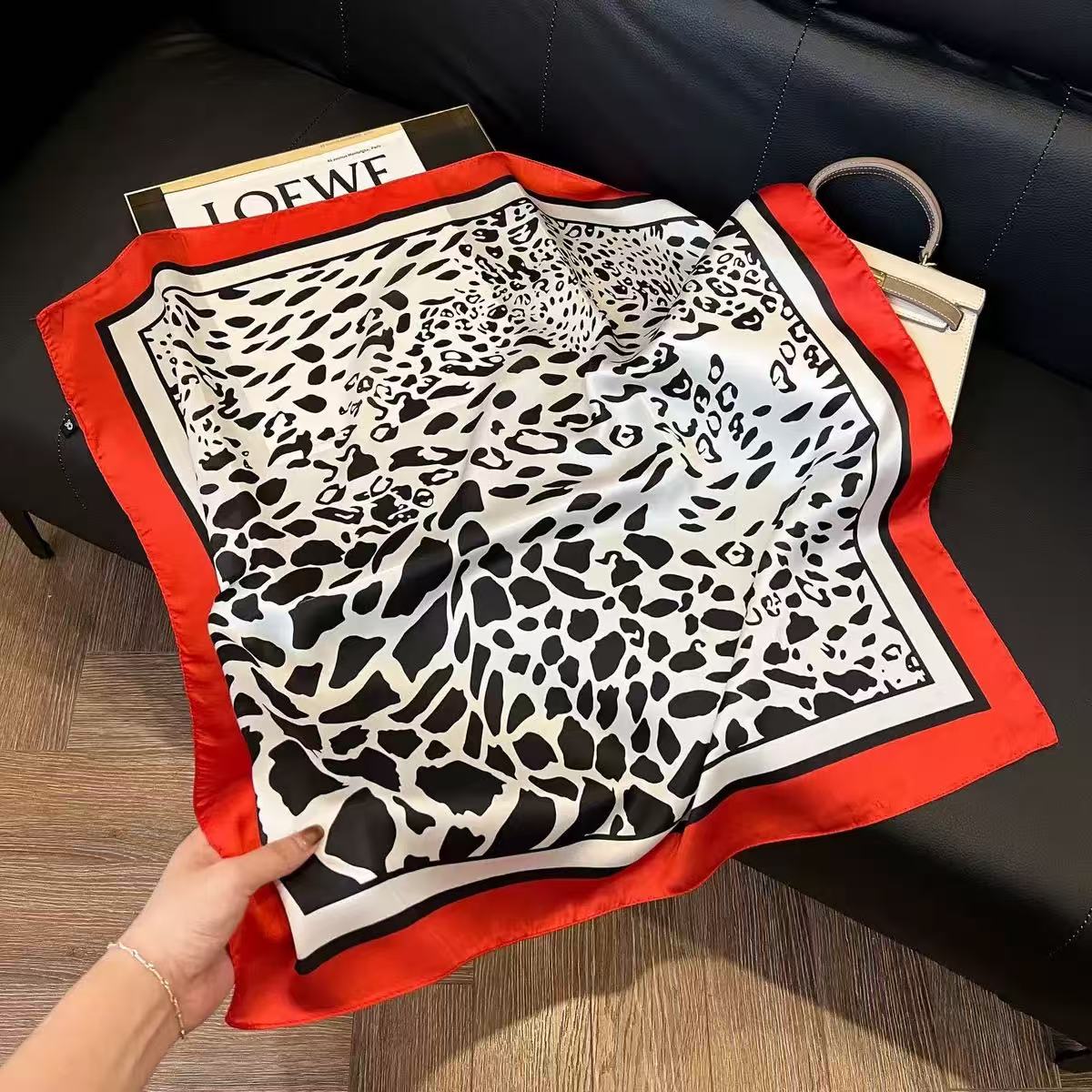 1pc Faux Silk Retro Leopard Pr - Bandana Cotton avaliação e preço