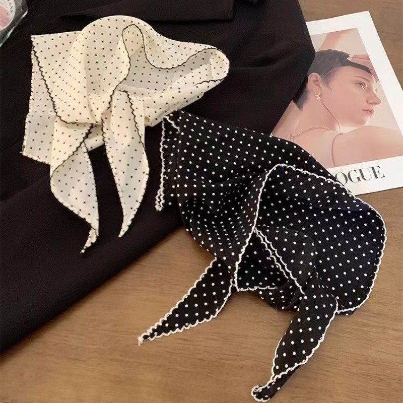 Black White Polka Dot Scarf fo - Ascot Neck Scarf avaliação e preço