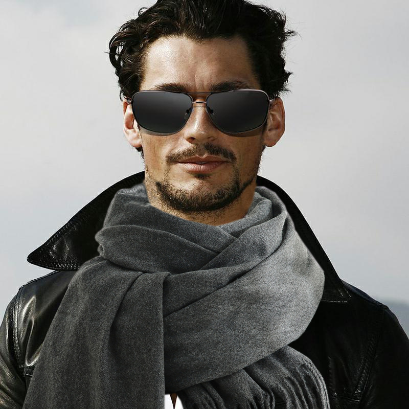 Fashion Scarf Man Winter Warm  - Muffler Men Wool avaliação e preço