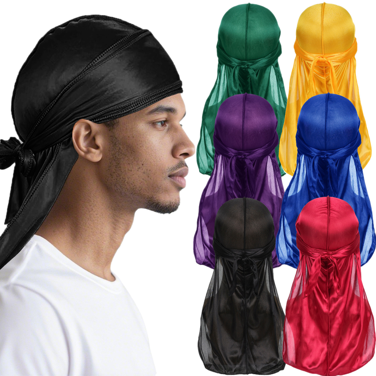 Men Satin Breathable Silky Dur - Bandana Doo Rag avaliação e preço