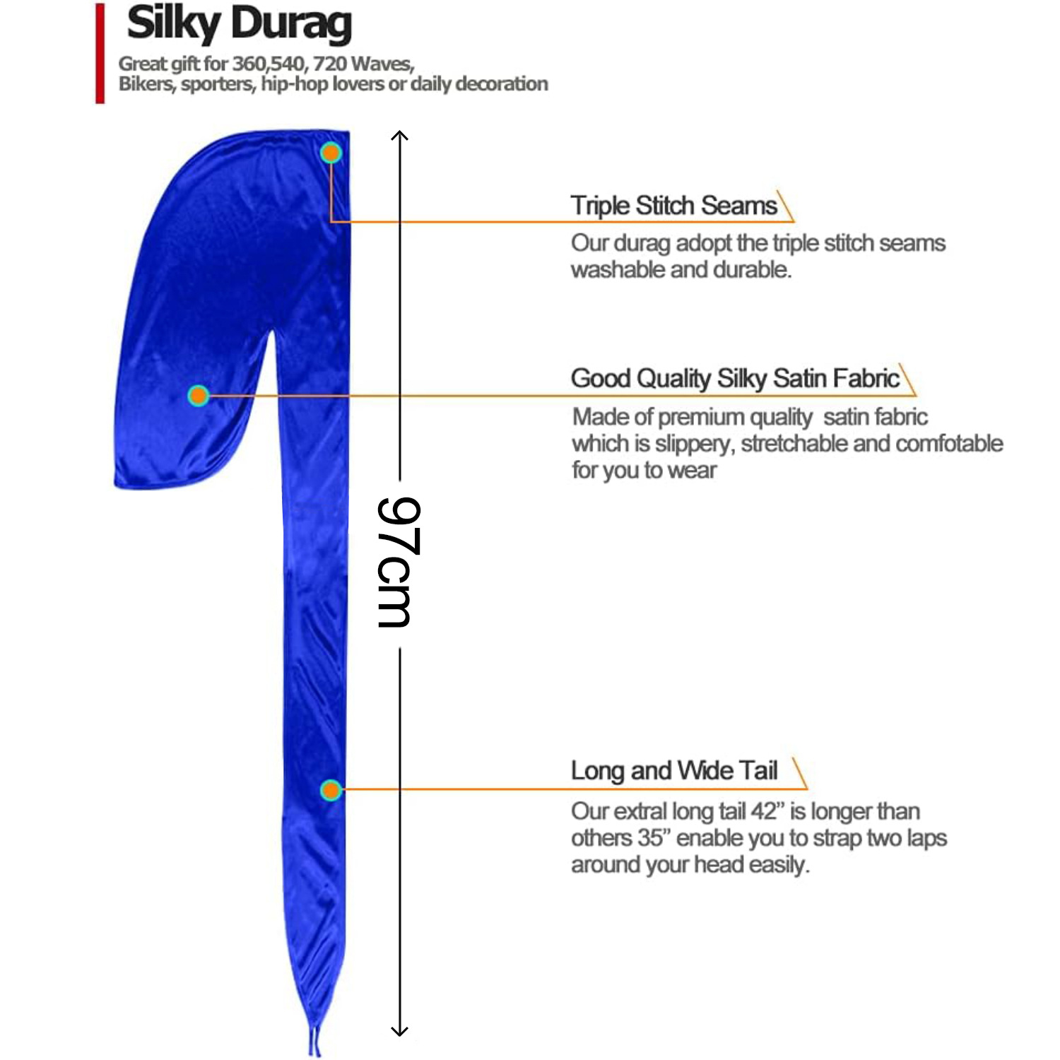 Men Satin Breathable Silky Dur - Bandana Doo Rag avaliação e preço