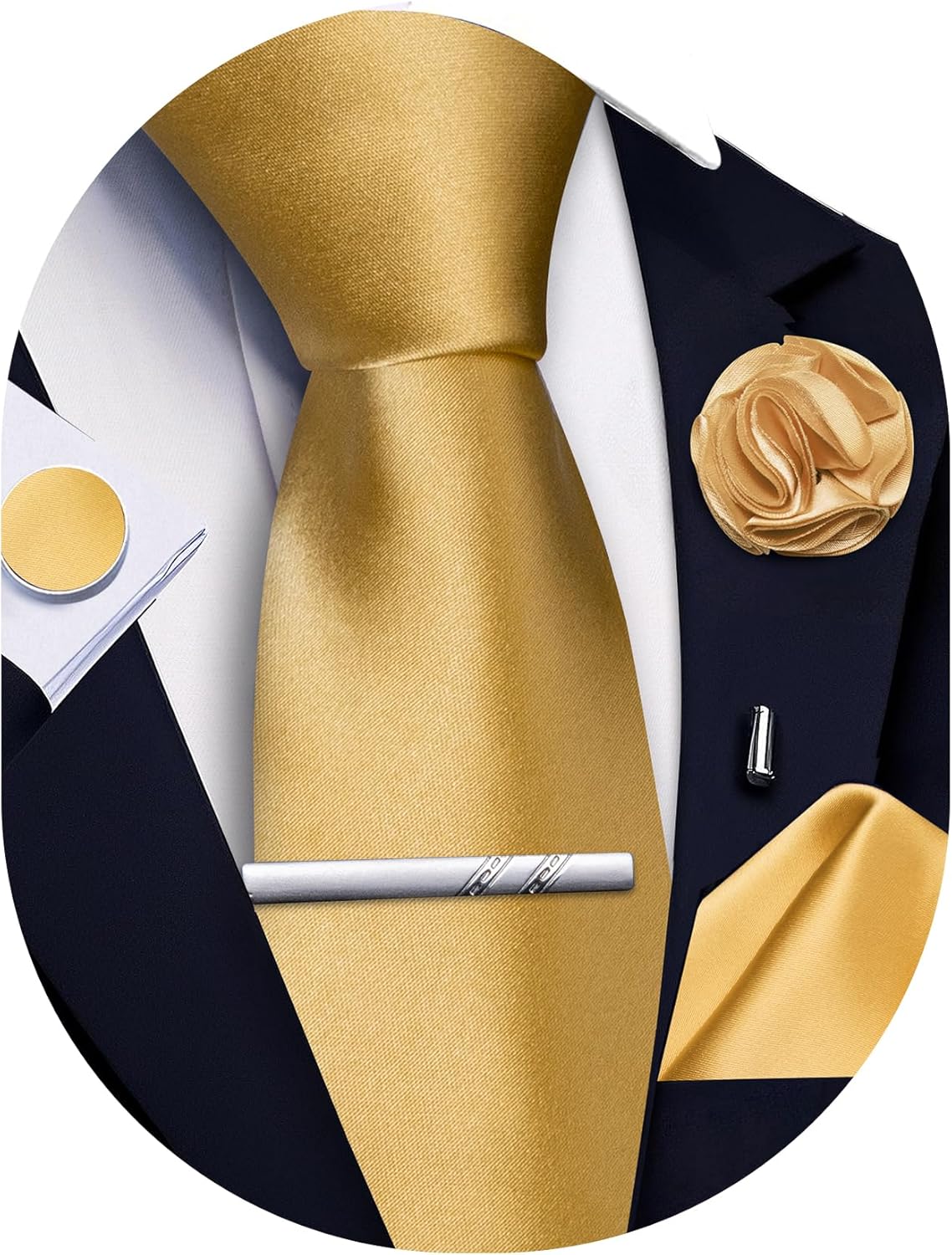 5Pcs Men's Silk Satin Tie Set  - Pocket Square Set avaliação e preço