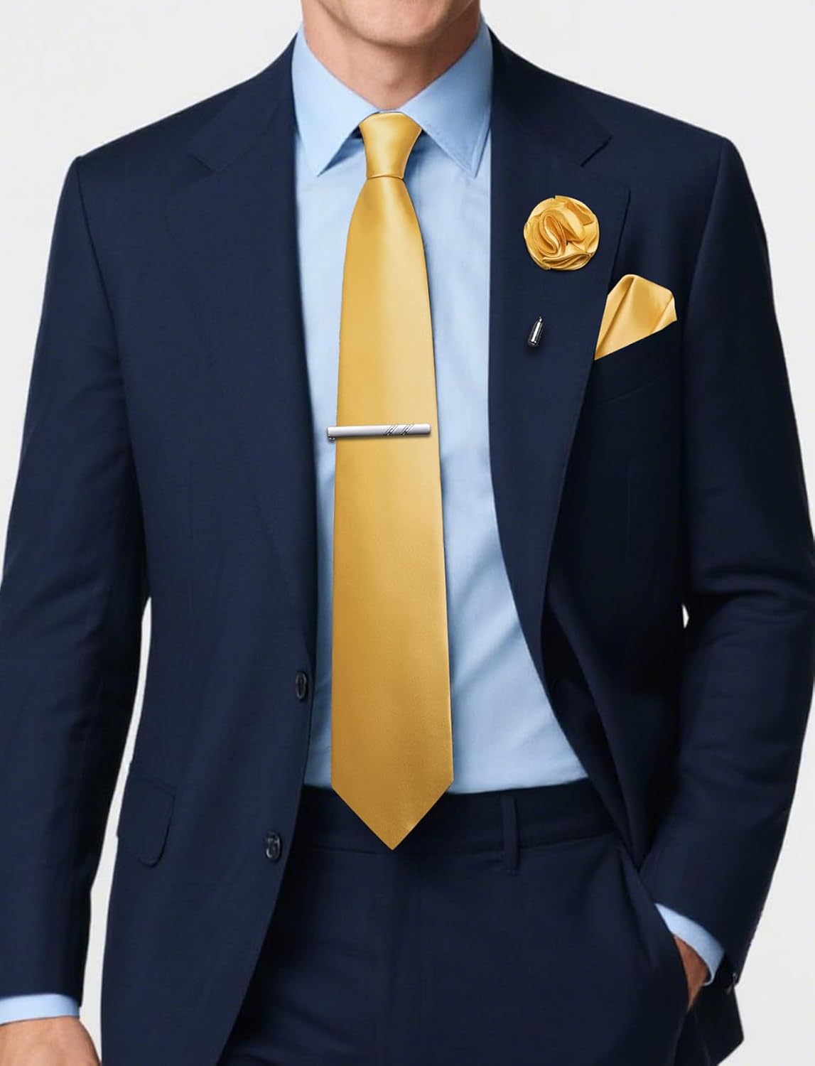 5Pcs Men's Silk Satin Tie Set  - Pocket Square Set avaliação e preço