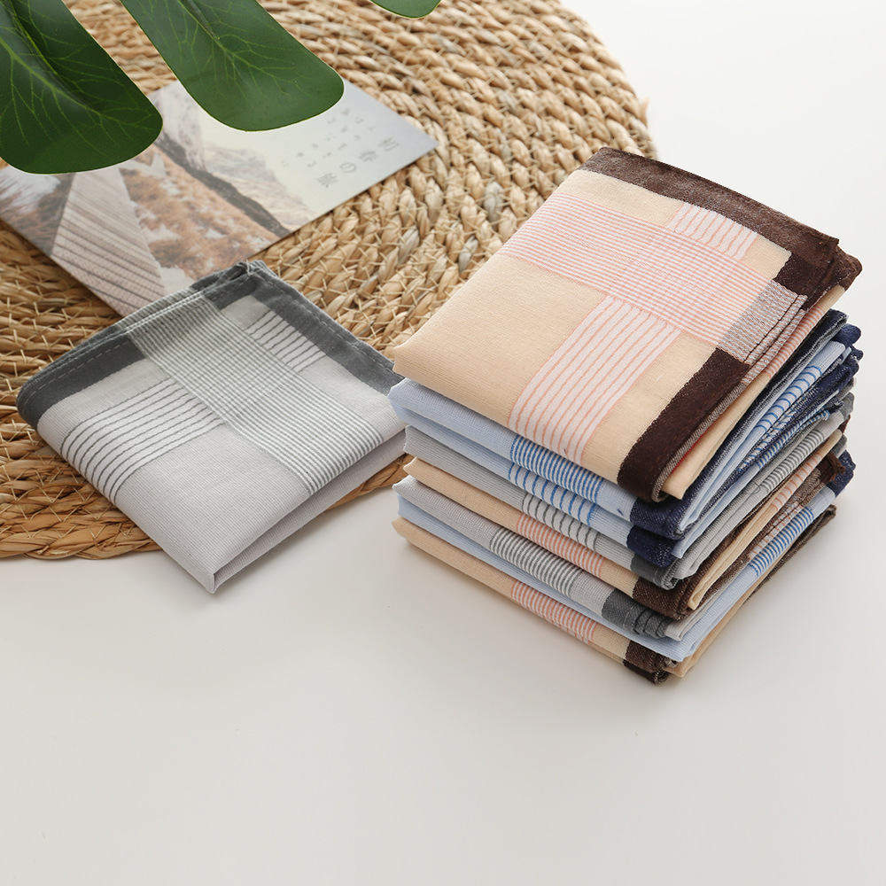 12Pcs 100% Cotton Yarn Dyed Ha - Handkerchief Cotton Men avaliação e preço