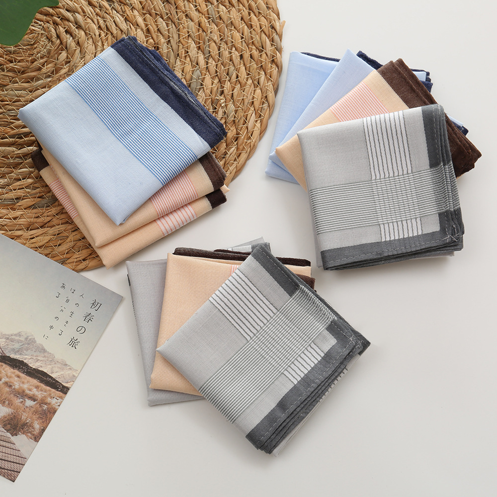 12Pcs 100% Cotton Yarn Dyed Ha - Handkerchief Cotton Men avaliação e preço