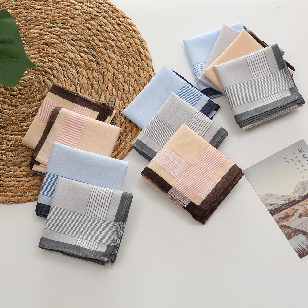 12Pcs 100% Cotton Yarn Dyed Ha - Handkerchief Cotton Men avaliação e preço