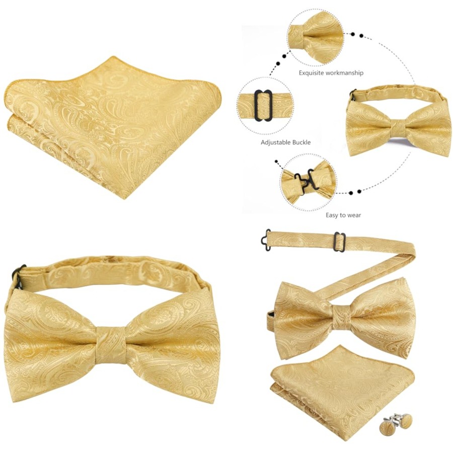 Mens Paisley Bow Tie, Pocket S - Pocket Square Set avaliação e preço