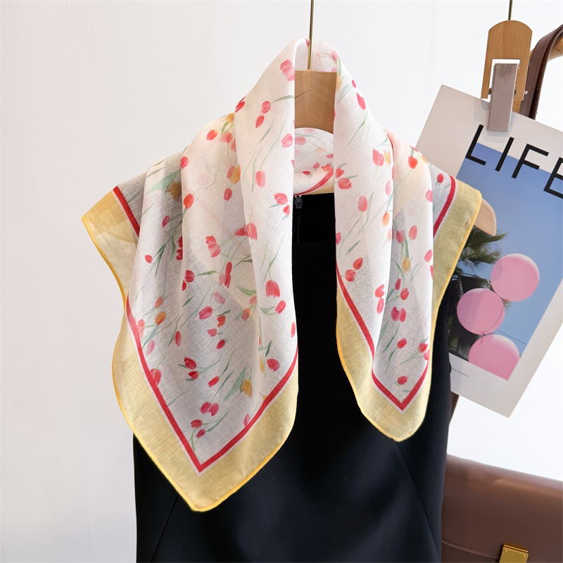 50cm Cotton Linen Square Scarf - Bandana Cotton avaliação e preço