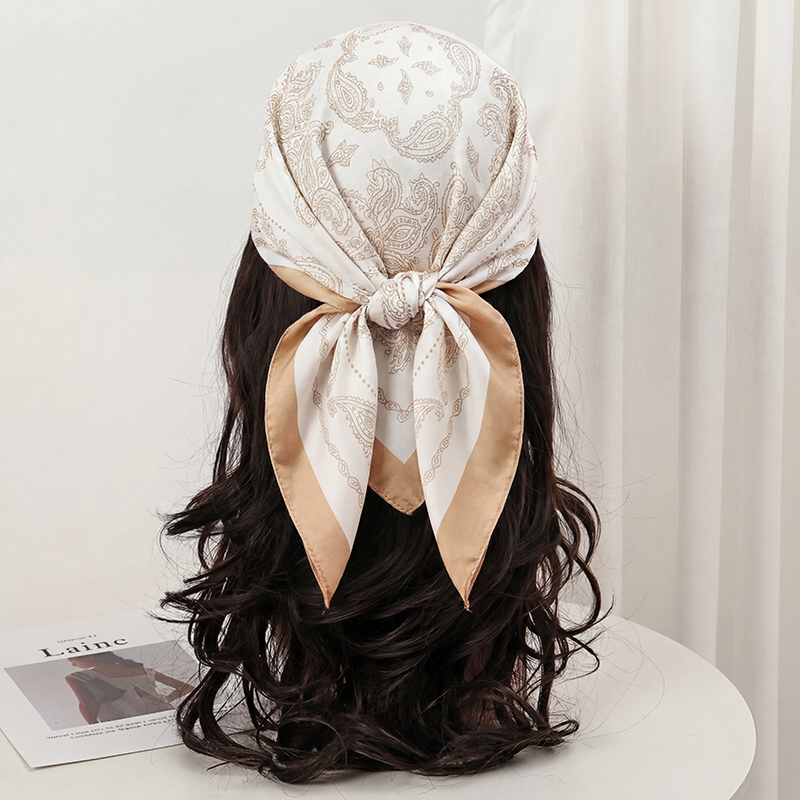 Vintage Beige Paisley Print Sq - Head Wrap Turban avaliação e preço