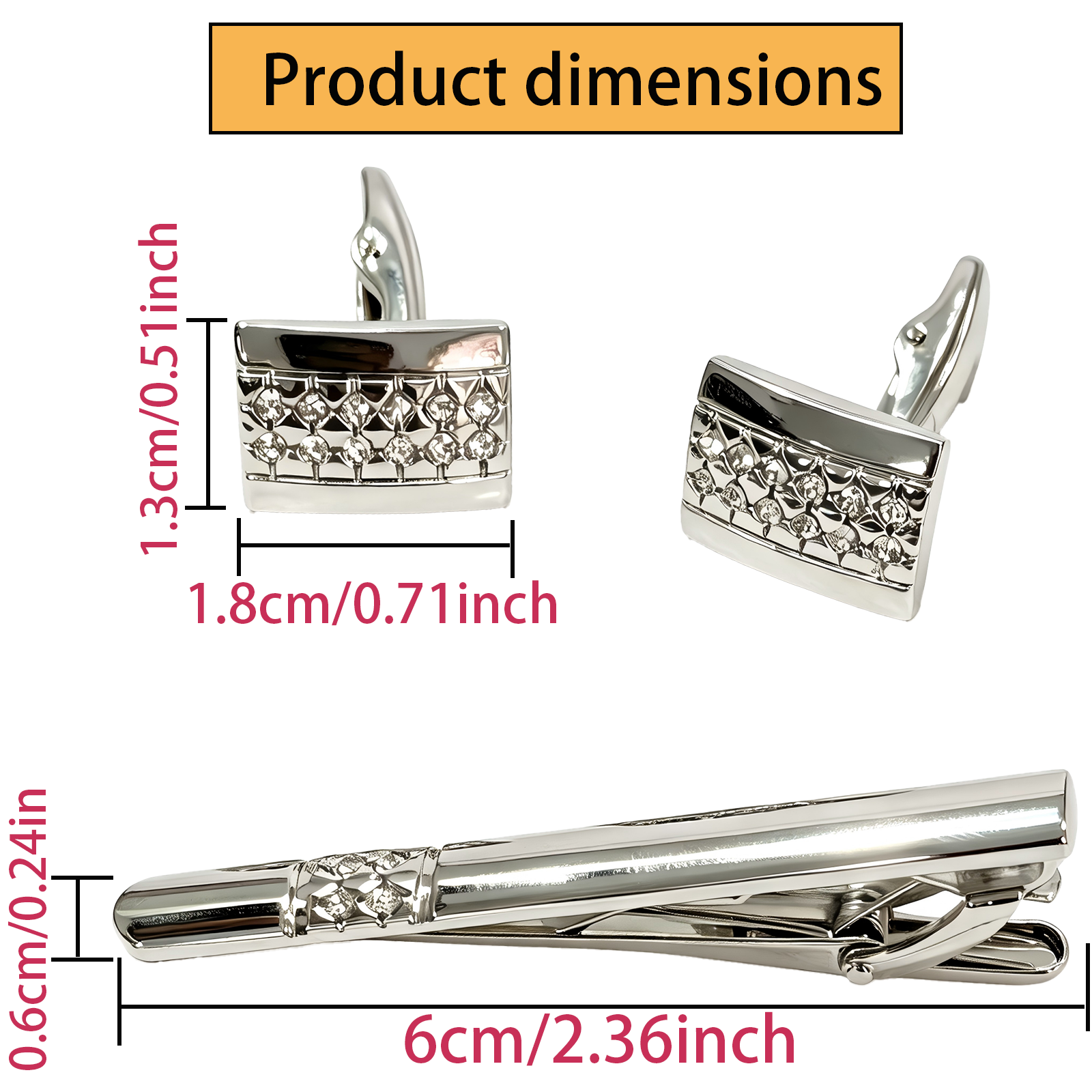 Mens Cufflinks & Tie Clip Set  - Tie Bar Set Gift avaliação e preço