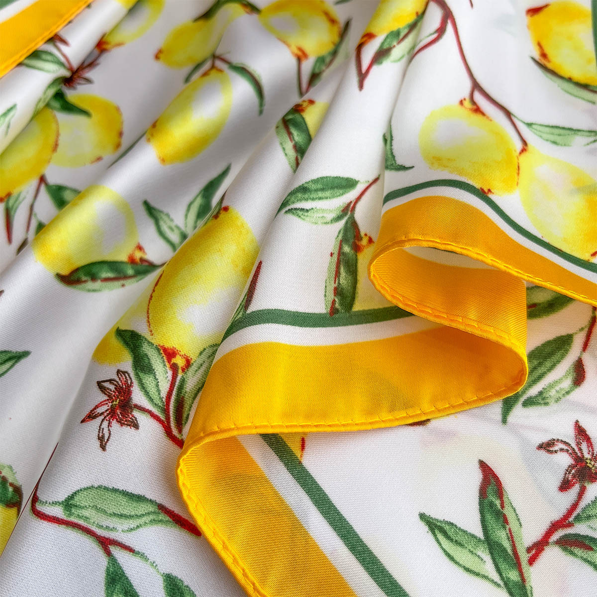 2025 New Yellow Lemon Print Sq - Scarf Silk Square avaliação e preço