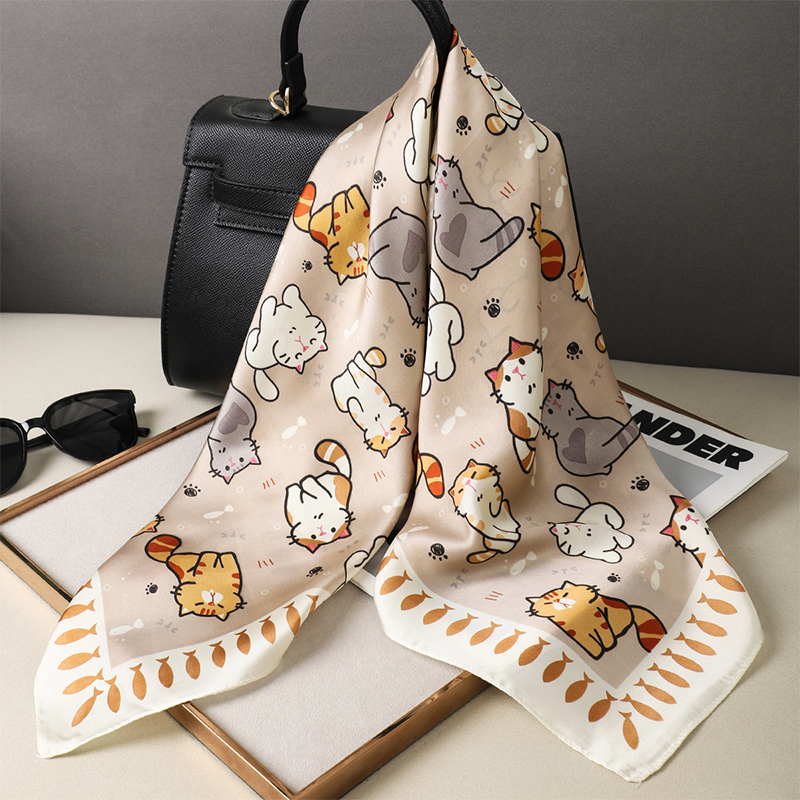 Luxury Silk Shawl Fat Cat Squa - Silk Neck Scarf avaliação e preço