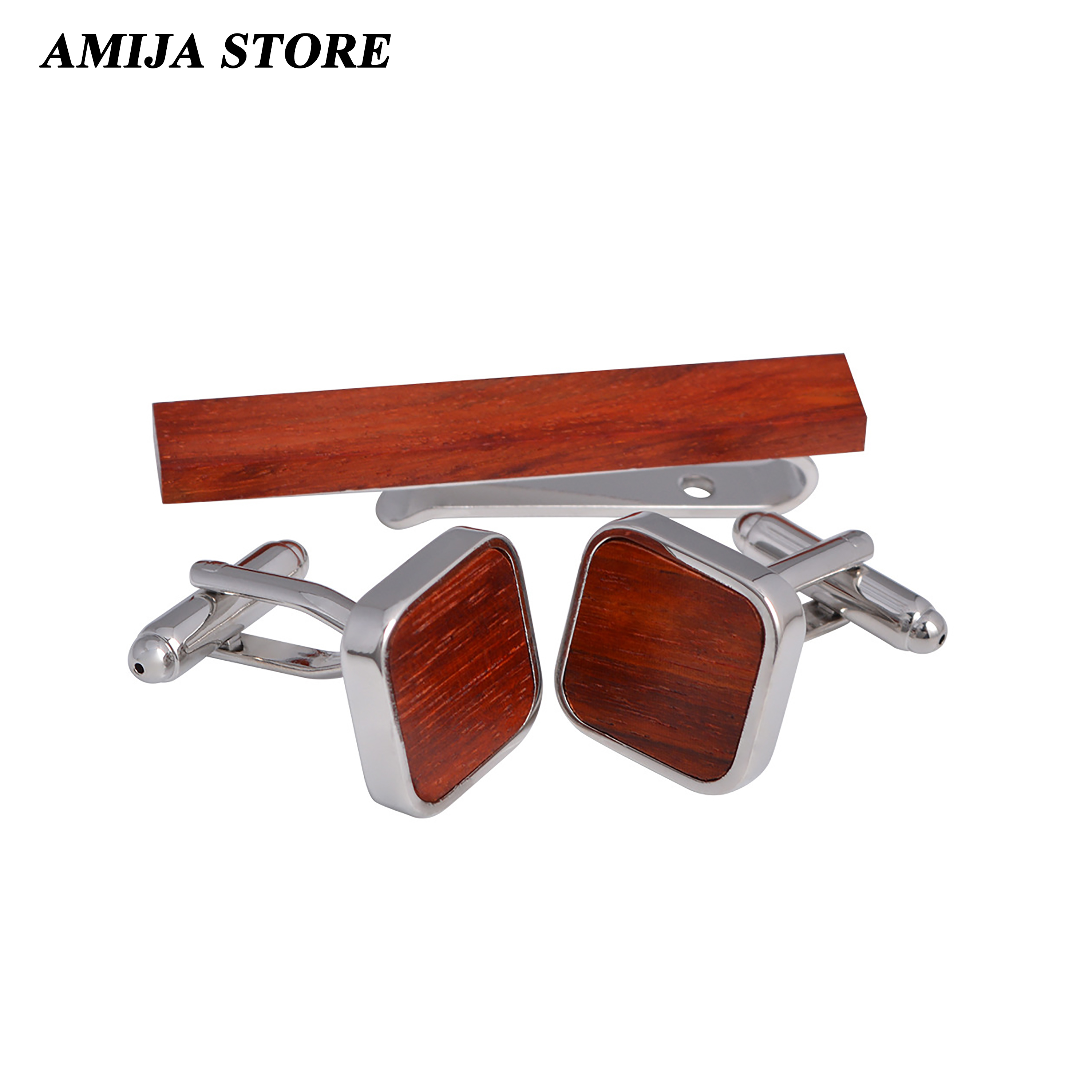 High Quality Wooden Cufflinks  - Tie Bar Set Gift avaliação e preço